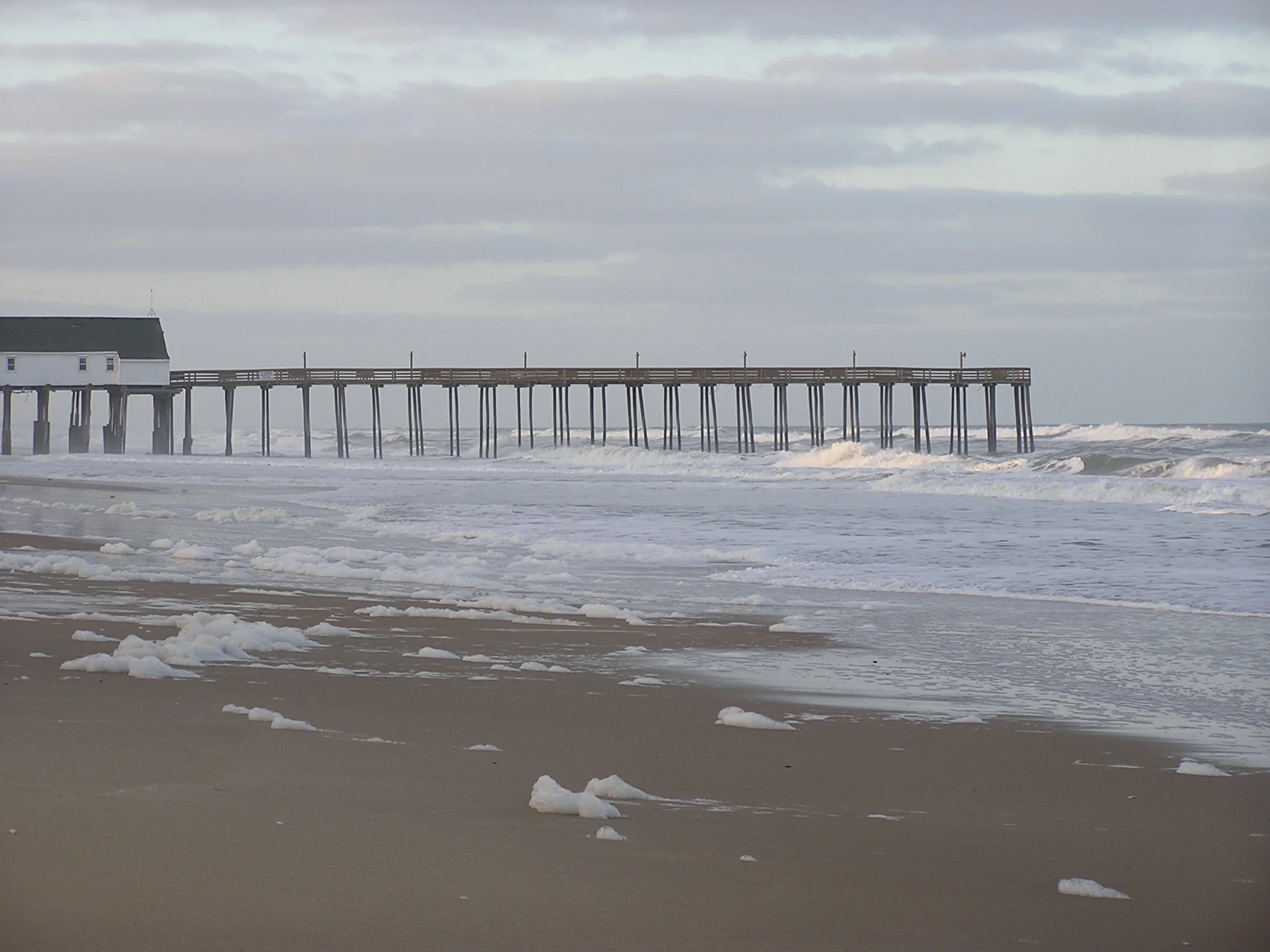 Beach scene near Southern Shores on the Outer Banks with sand dunes and ocean